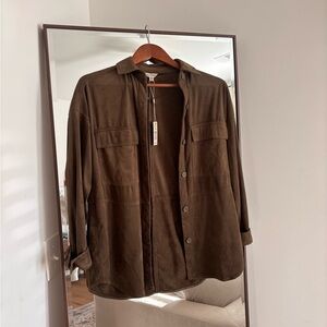 Max Studio Taupe Button-Up Top